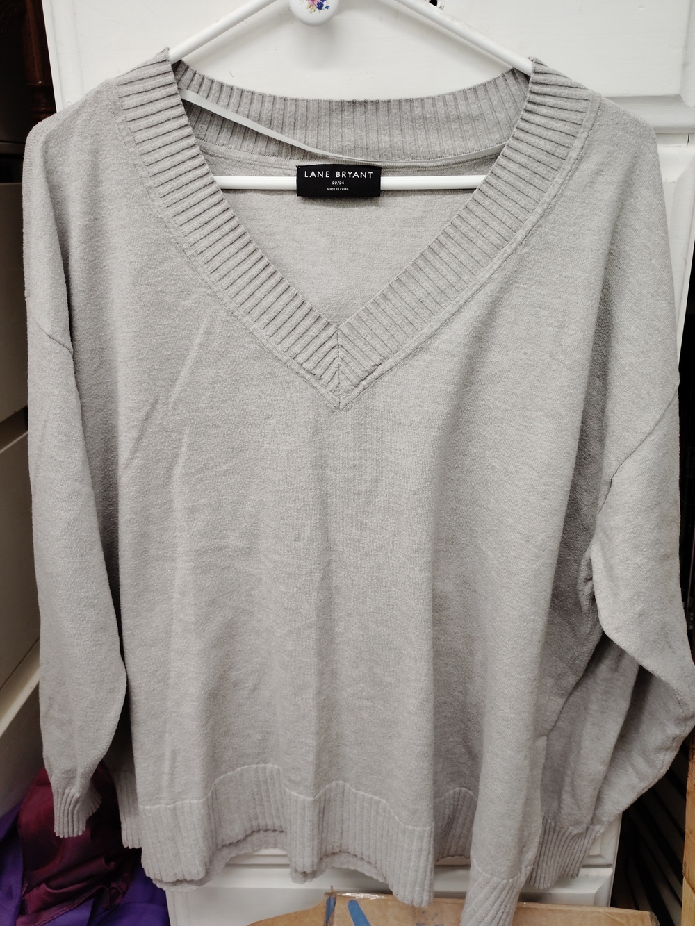 Lane Bryant Light Gray V-Neck Women's Sweater
